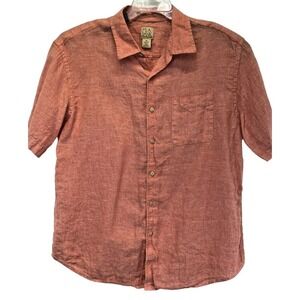 Jos A Bank Mens XL Coral  100% Linen Shirt Button Down S/S Shirt (W4) EUC